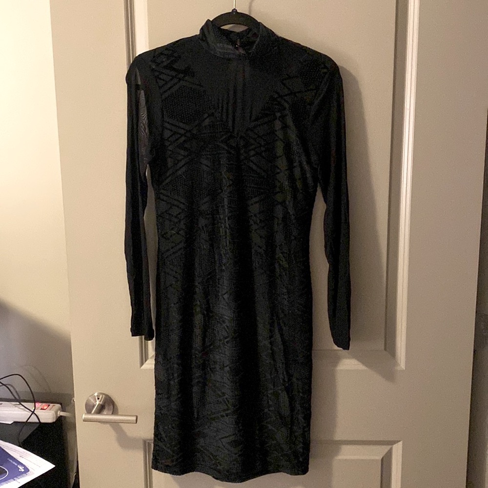 Lulus Mesh/Velvet body con dress.